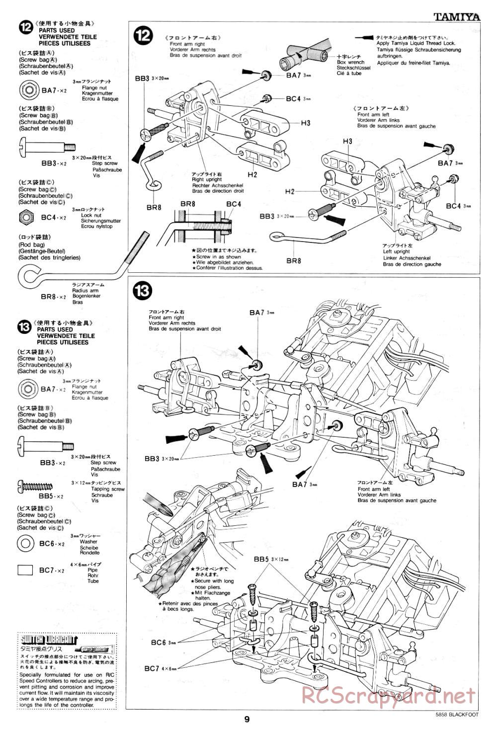 Tamiya - Blackfoot - 58058 - Handleiding - Page 9