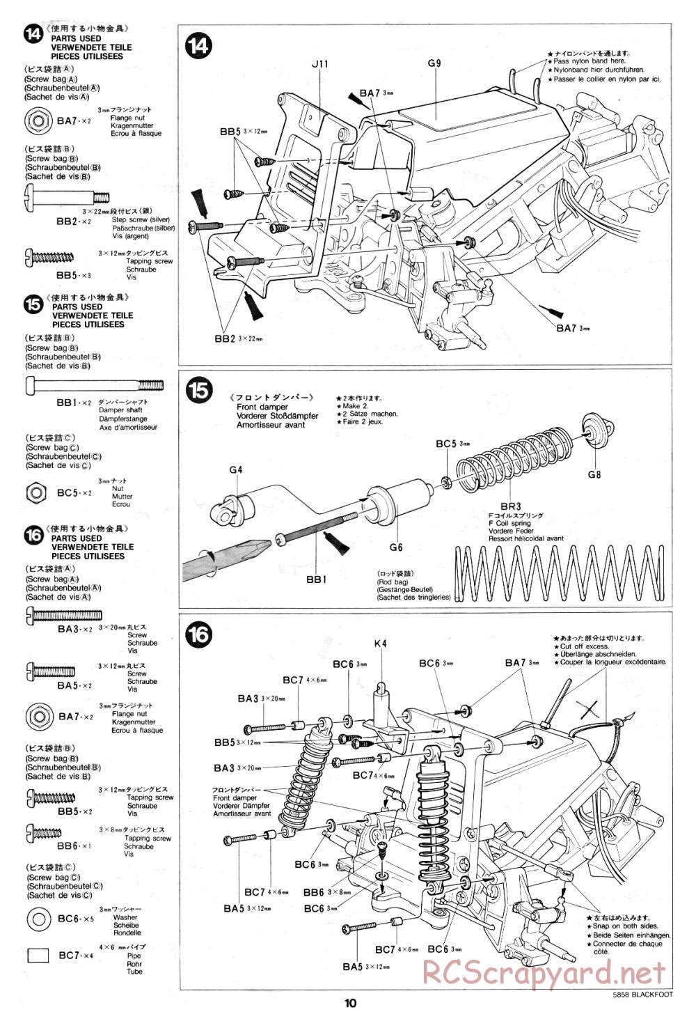 Tamiya - Blackfoot - 58058 - Manual - Page 10