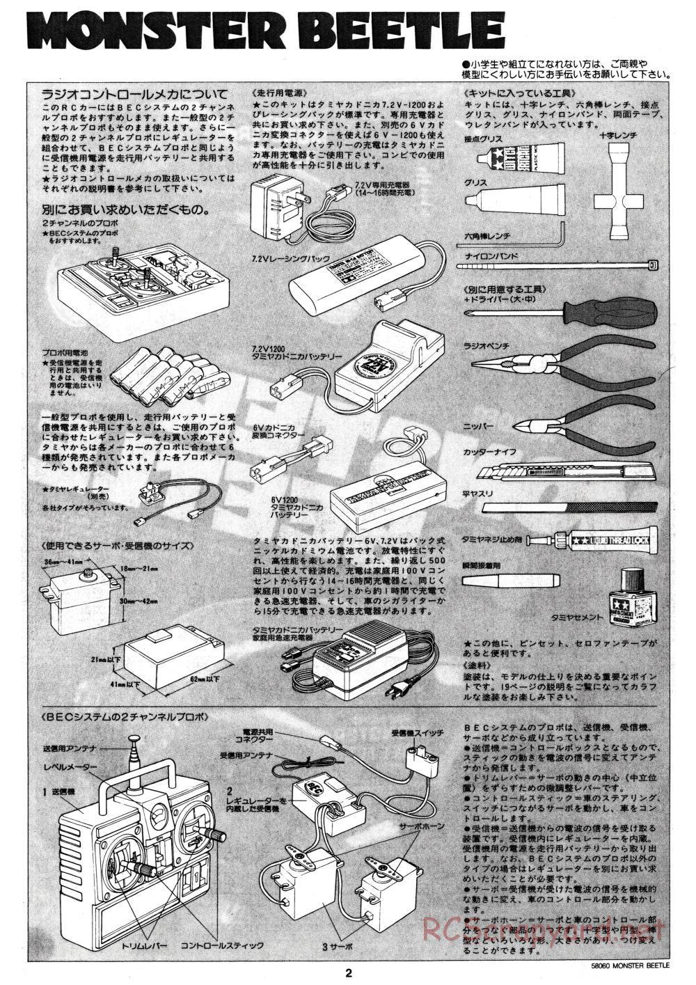 Tamiya - Monster Beetle - 58060 - Manual - Page 2