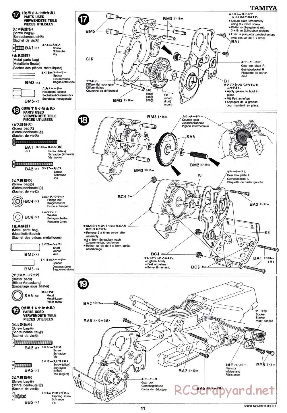 Tamiya - Monster Beetle - 58060 - Manual - Page 11