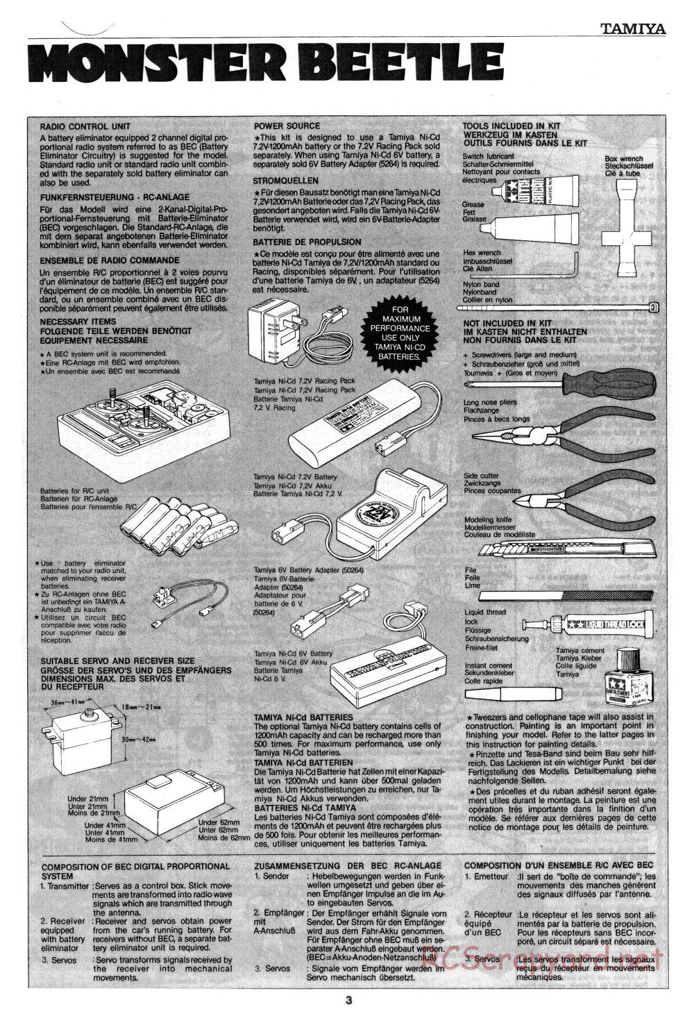 Tamiya - Monster Beetle - 58060 - Manual - Page 3