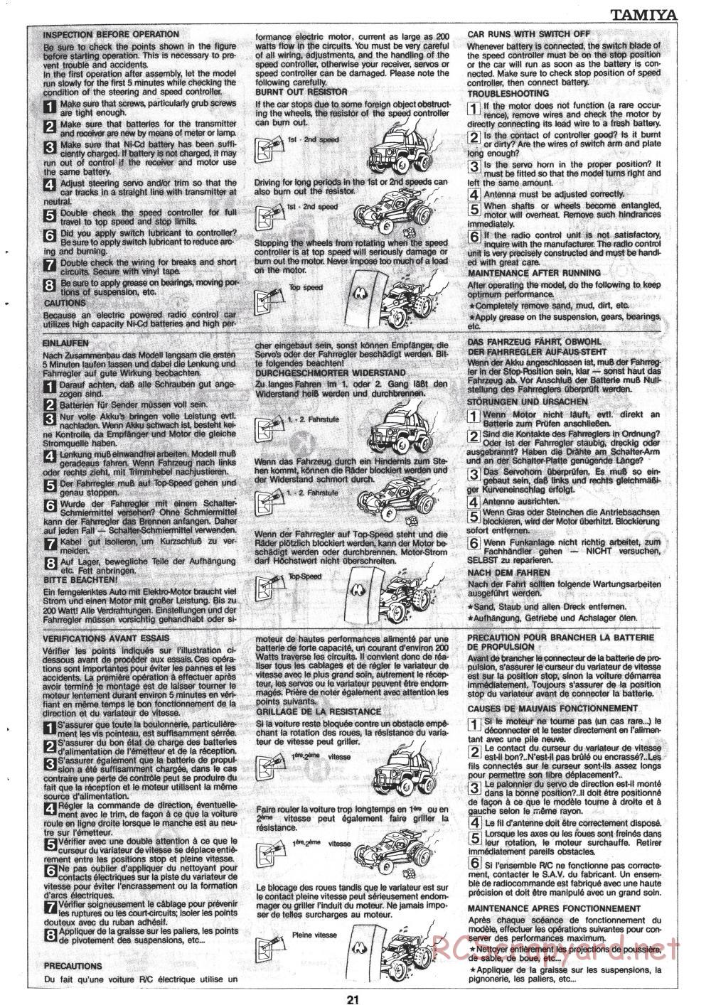 Tamiya - Monster Beetle - 58060 - Manual - Page 21