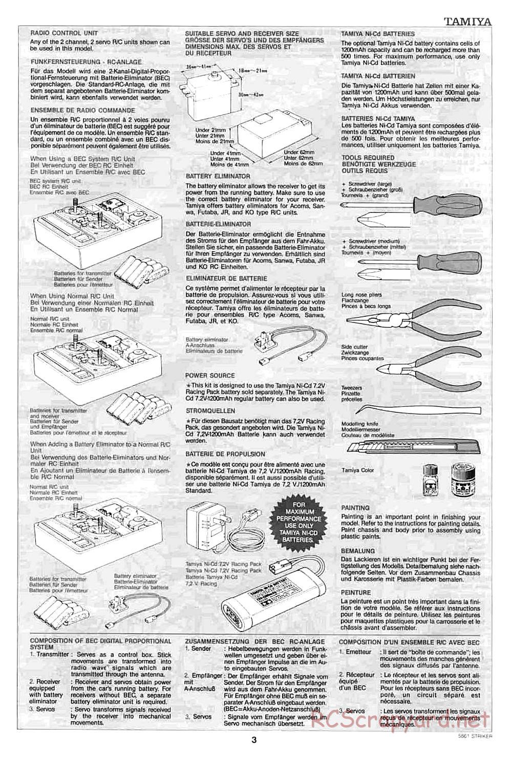 Tamiya - Striker - 58061 - Manual - Page 3