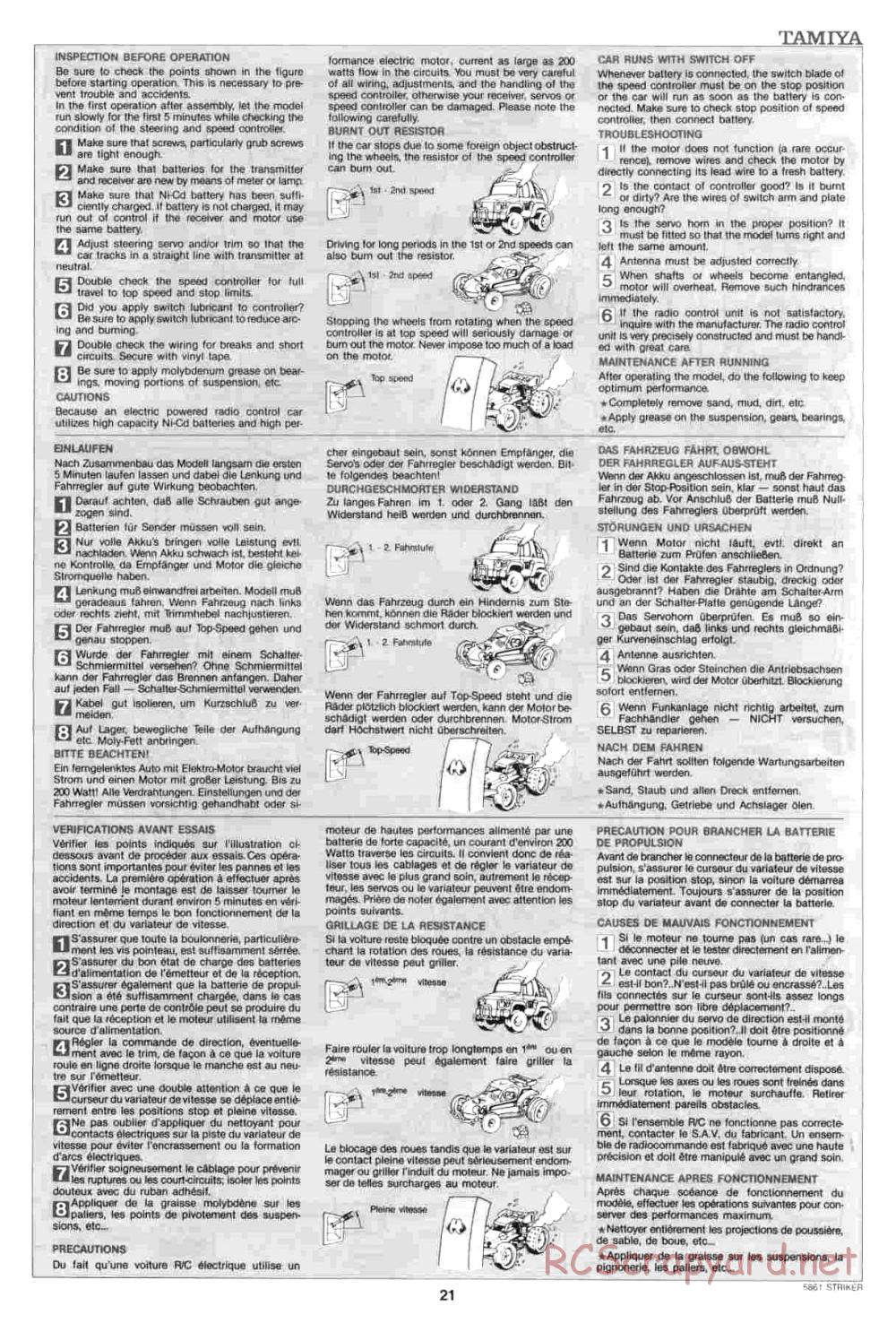Tamiya - Striker - 58061 - Manual - Page 21
