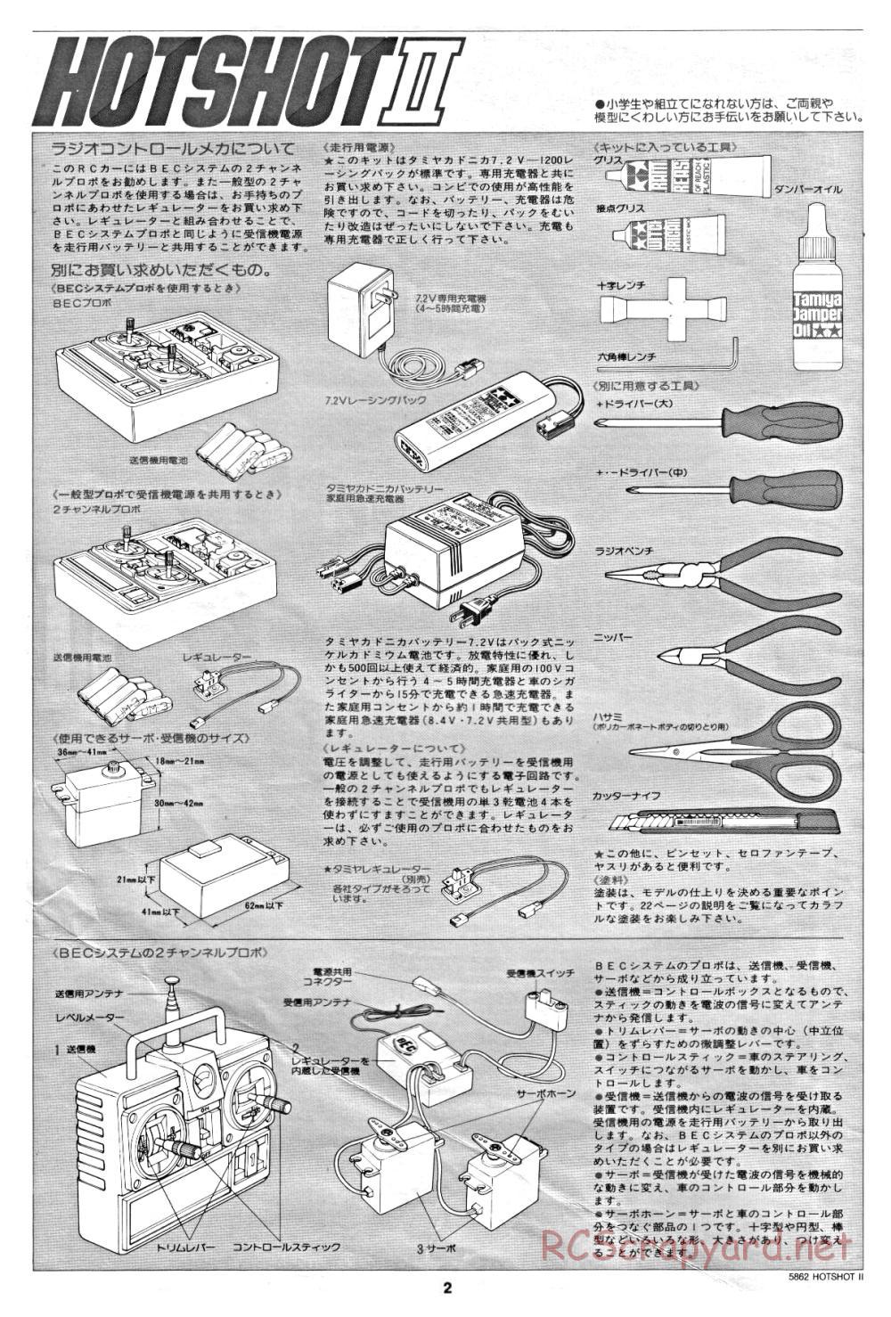Tamiya - Hot-Shot II - 58062 - Manual - Page 2