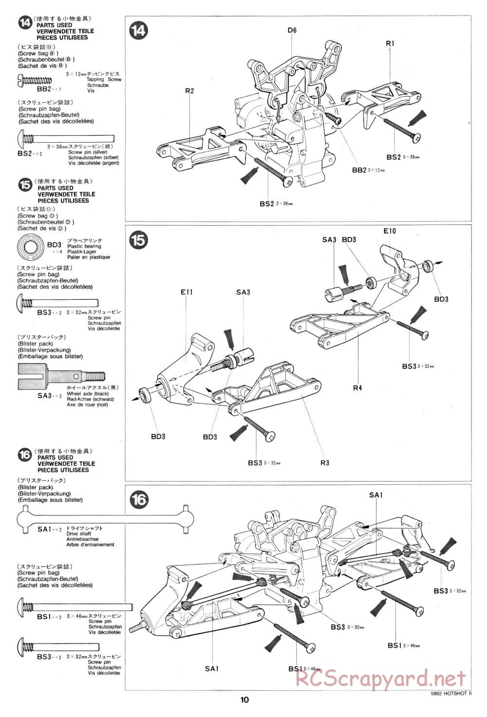 Tamiya - Hot-Shot II - 58062 - Manual - Page 10