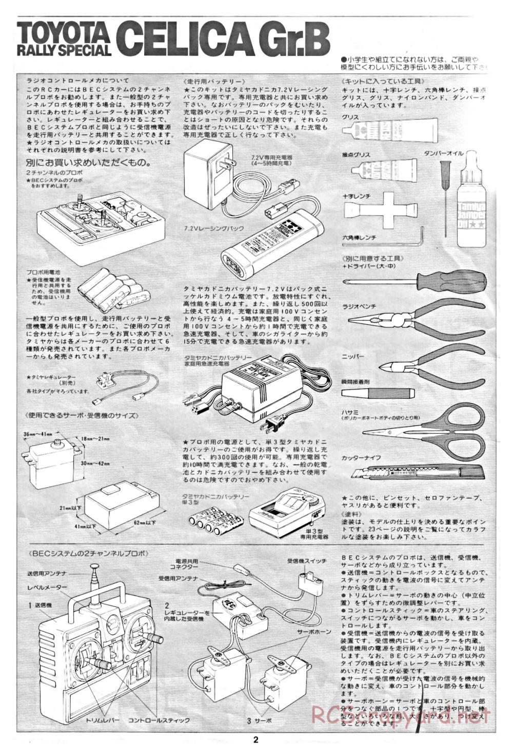 Tamiya - Toyota Celica Gr.B Rally Special - 58064 - Manual - Page 2