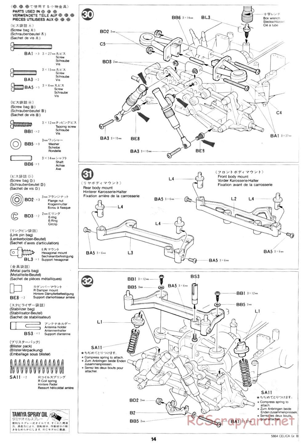 Tamiya - Toyota Celica Gr.B Rally Special - 58064 - Manual - Page 14