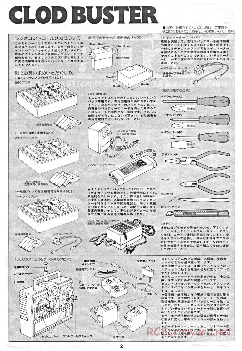 Tamiya - Clod Buster - 58065 - Manual - Page 2