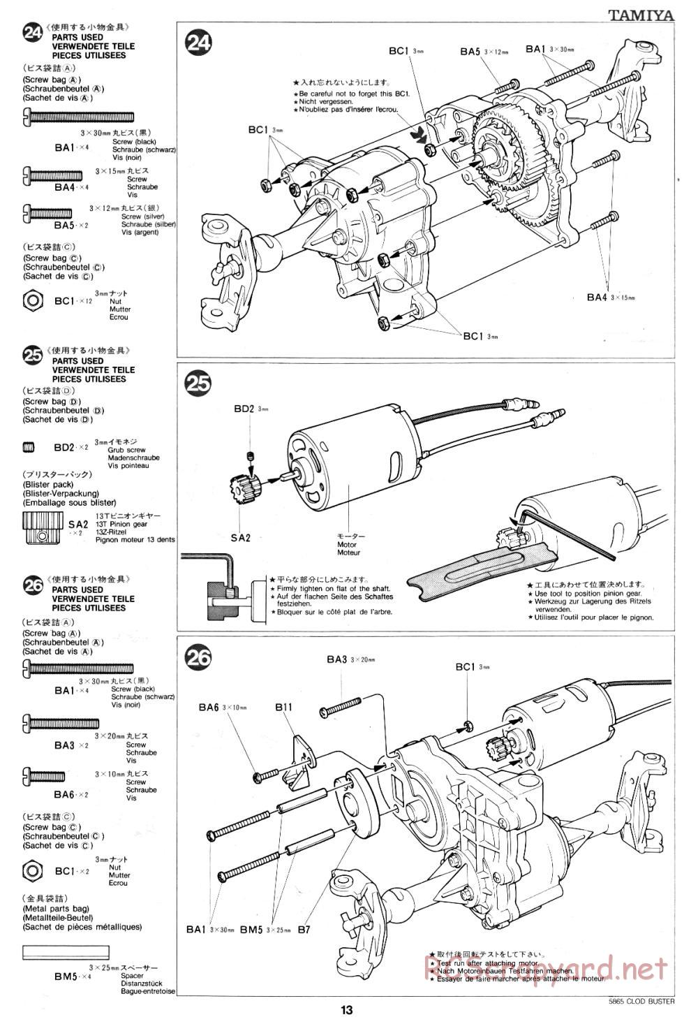 Tamiya - Clod Buster - 58065 - Manual - Page 13