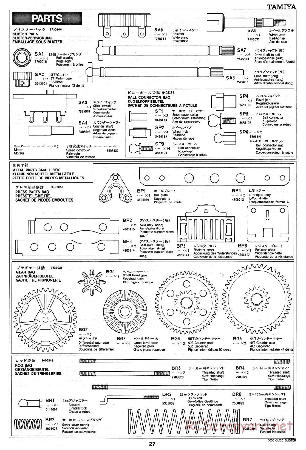 Tamiya - Clod Buster - 58065 - Manual - Page 27