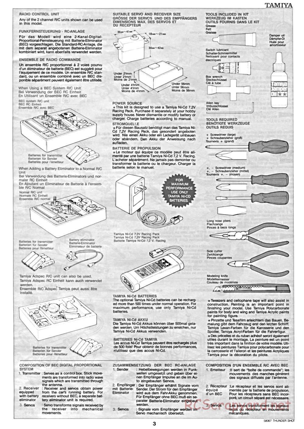 Tamiya - Thunder Shot - 58067 - Manual - Page 3