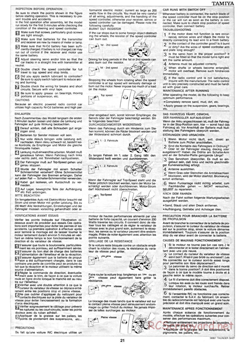 Tamiya - Thunder Shot - 58067 - Manual - Page 21