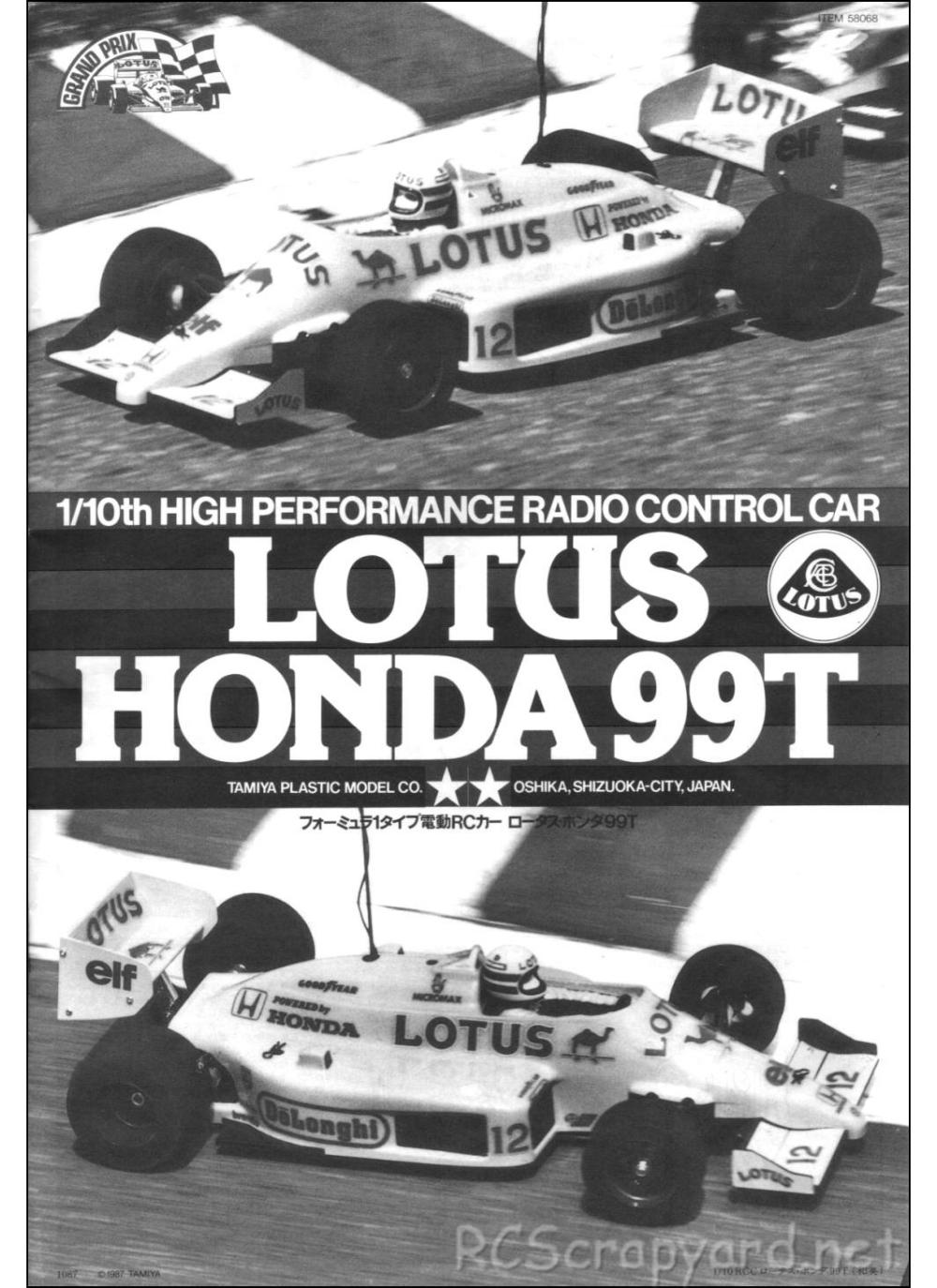 Tamiya - Lotus Honda 99T - 58068 - Manual