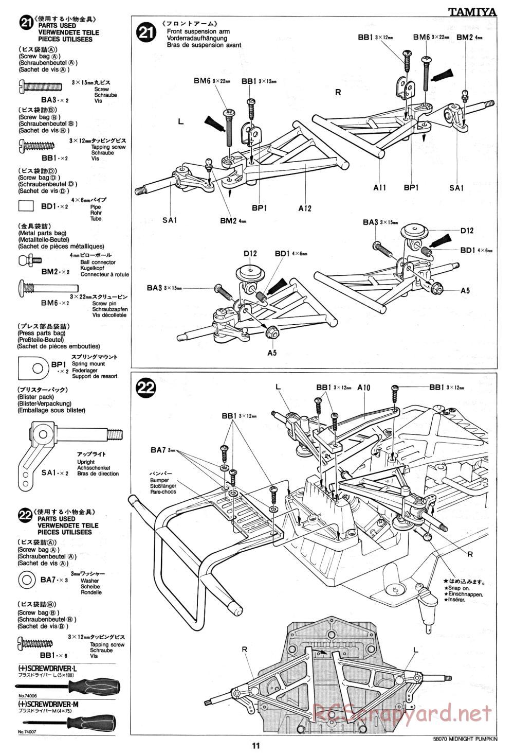 Tamiya - Midnight Pumpkin - 58070 - Manual - Page 11