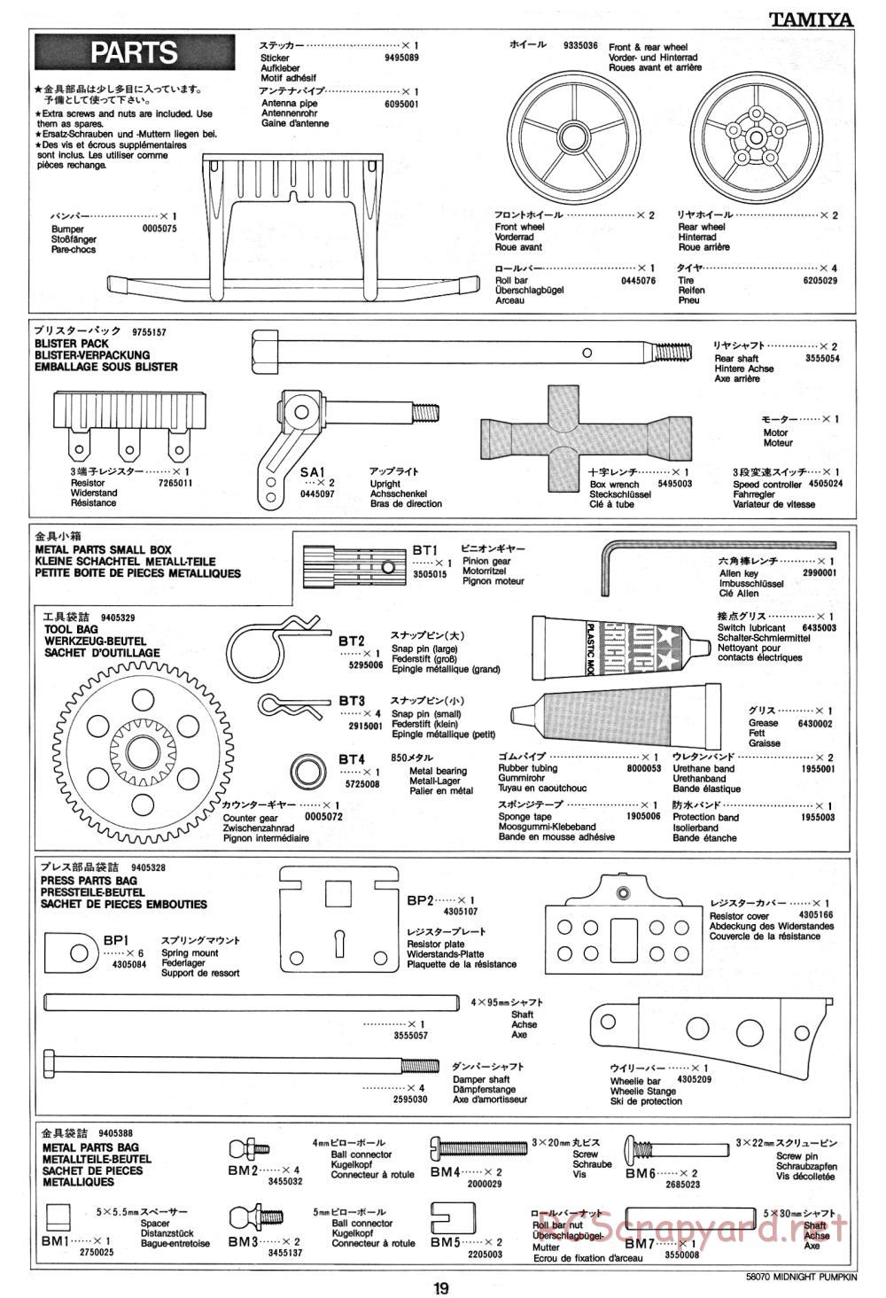 Tamiya - Midnight Pumpkin - 58070 - Manual - Page 19