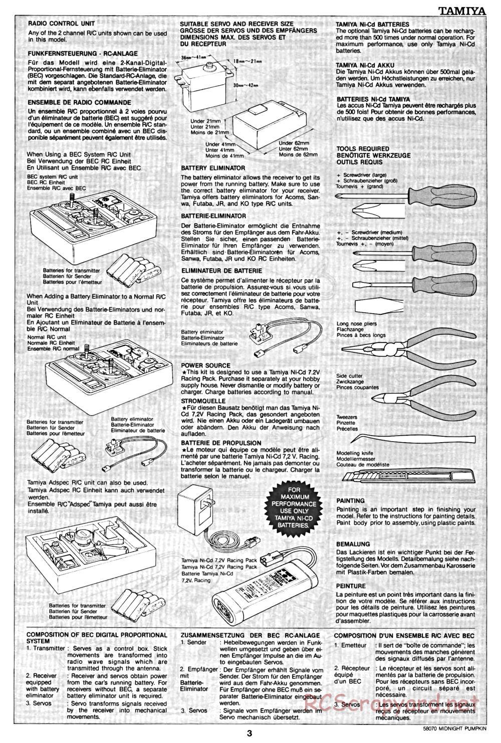 Tamiya - Midnight Pumpkin - 58070 - Manual - Page 3