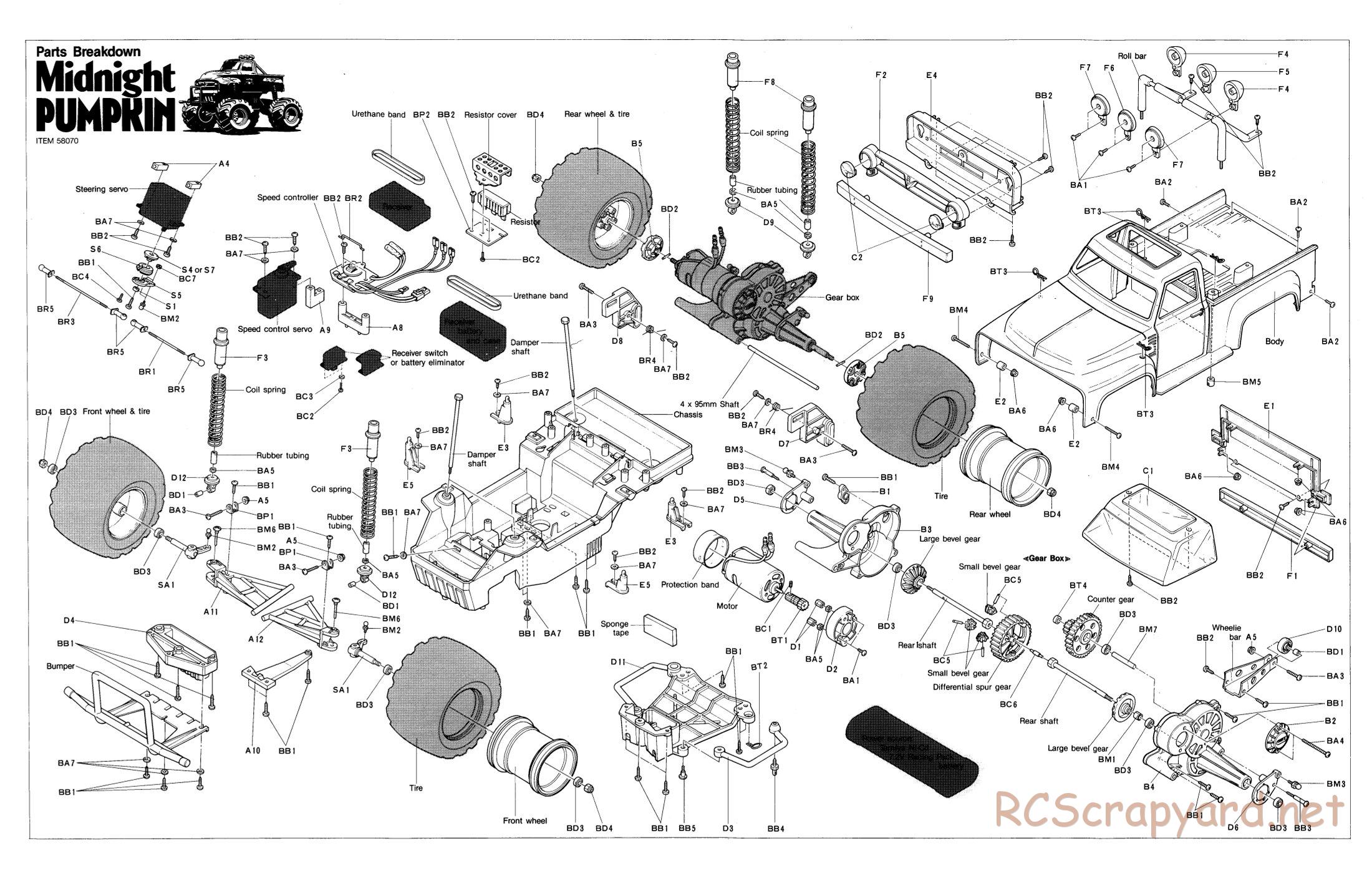 Tamiya - Midnight Pumpkin - 58070 - Exploded View