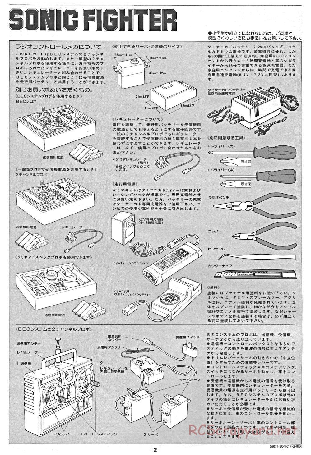 Tamiya - Sonic Fighter - 58071 - Manual - Page 2