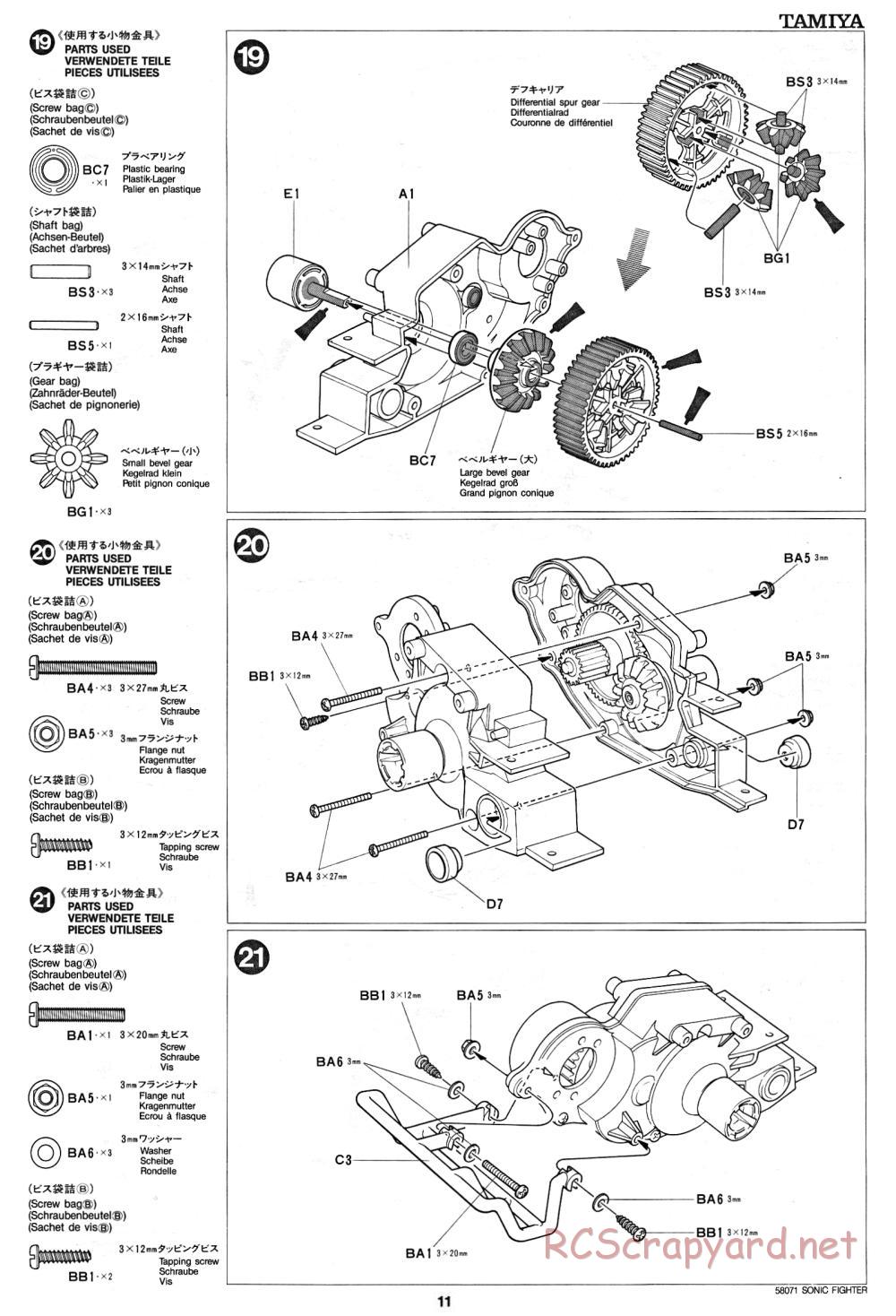 Tamiya - Sonic Fighter - 58071 - Manual - Page 11