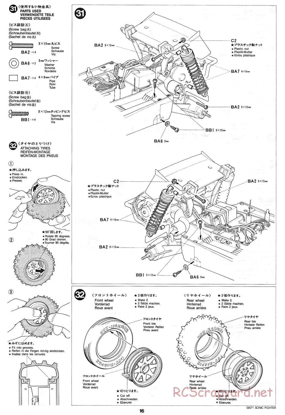 Tamiya - Sonic Fighter - 58071 - Manual - Page 16