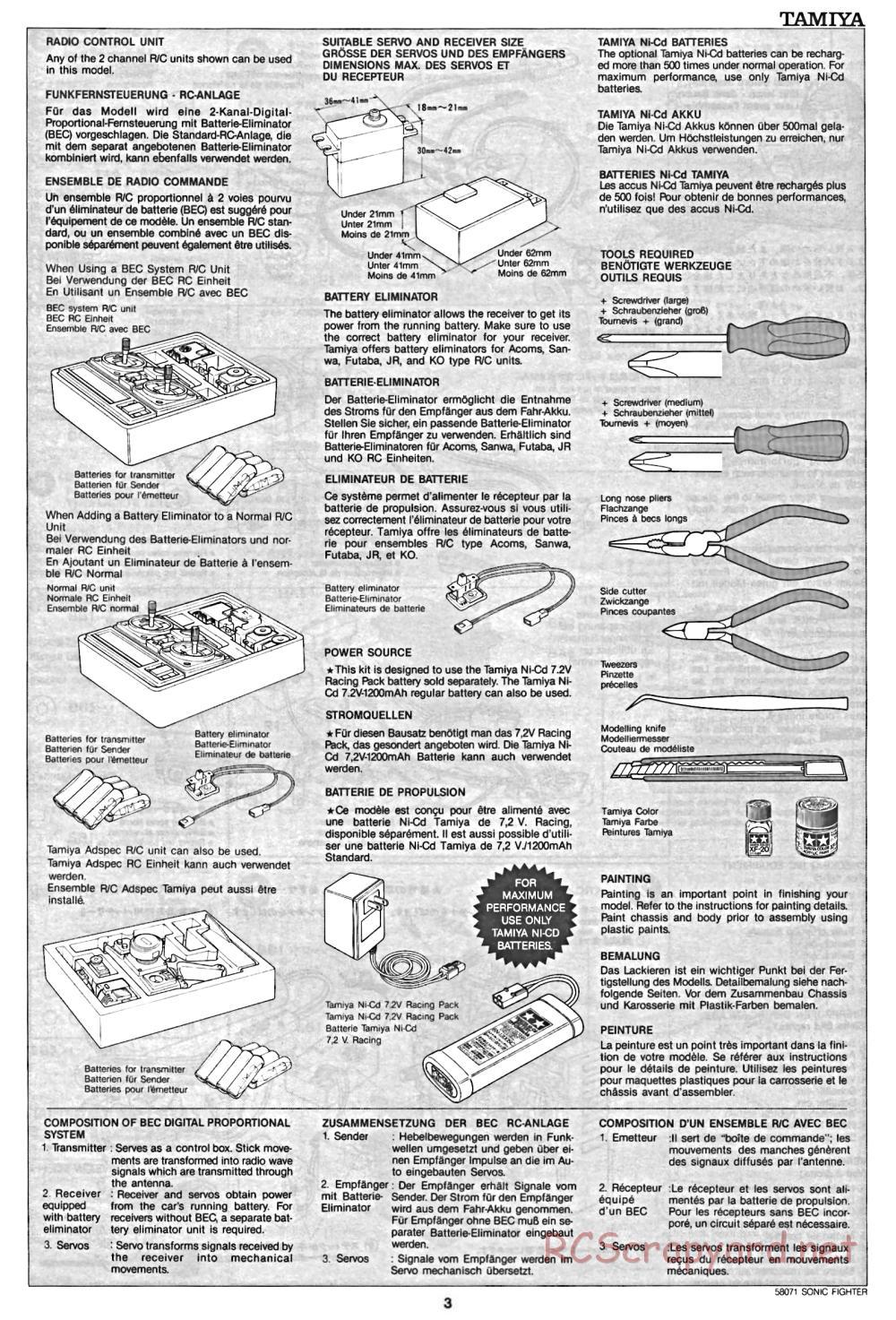 Tamiya - Sonic Fighter - 58071 - Manual - Page 3