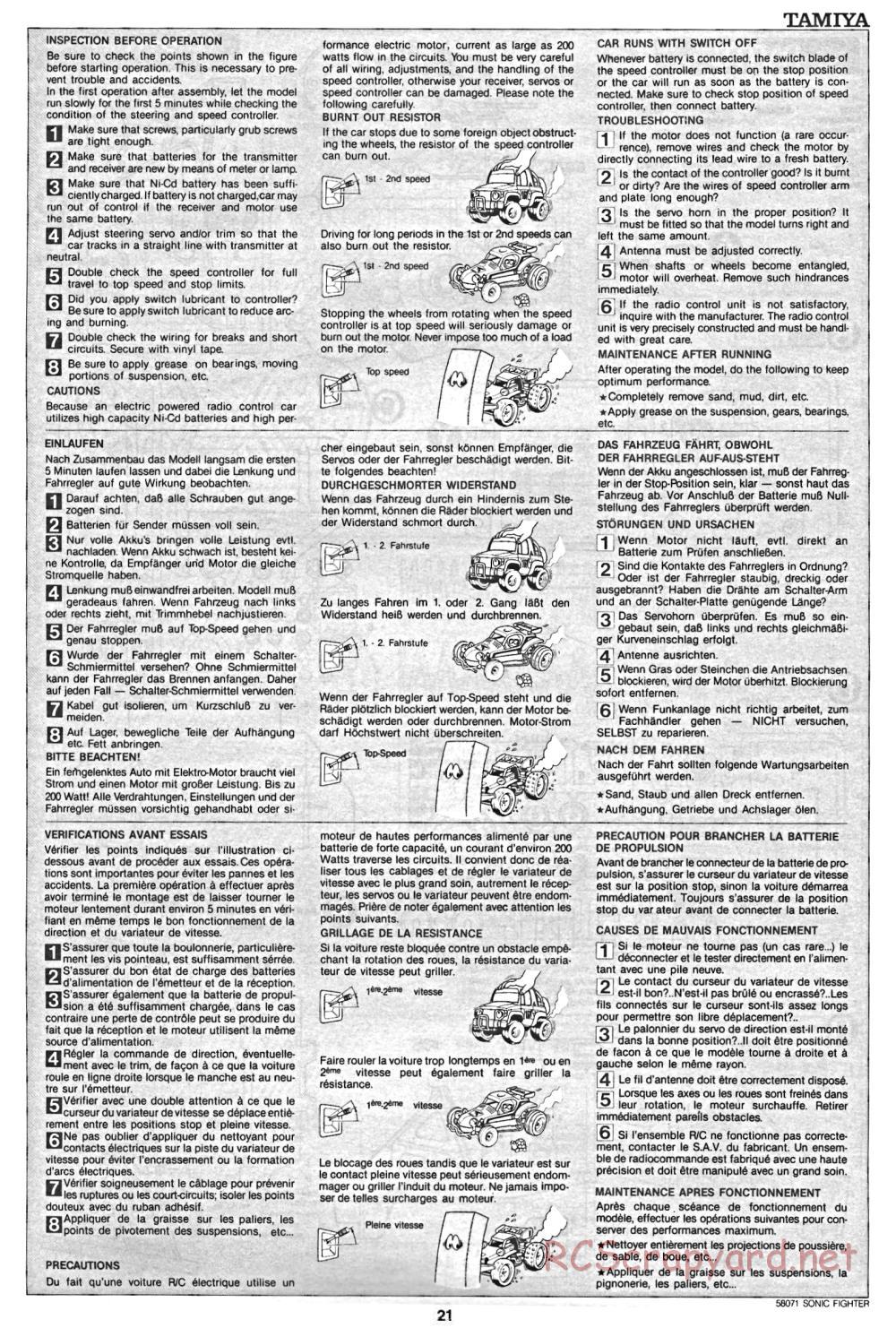 Tamiya - Sonic Fighter - 58071 - Manual - Page 21