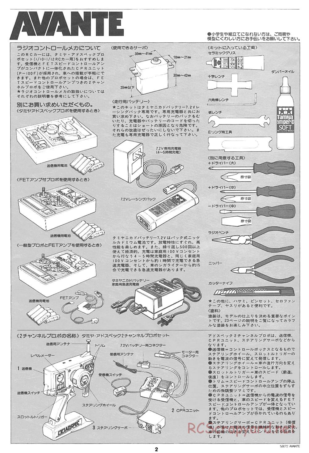 Tamiya - Avante - 58072 - Manual - Page 2
