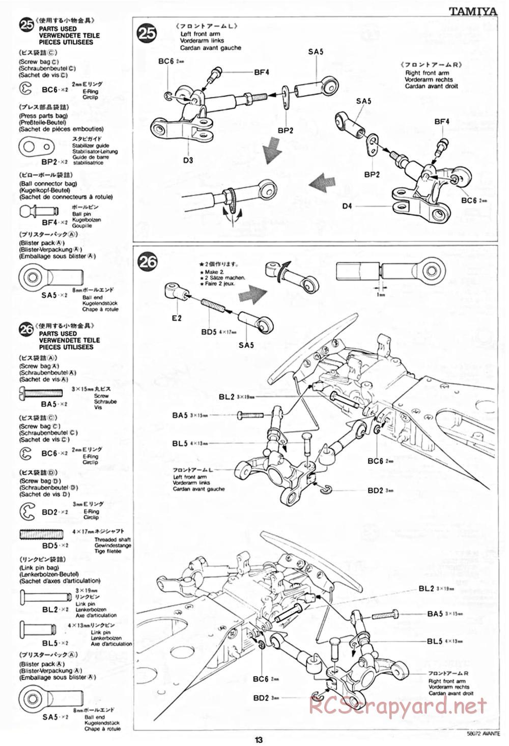 Tamiya - Avante - 58072 - Manual - Page 13