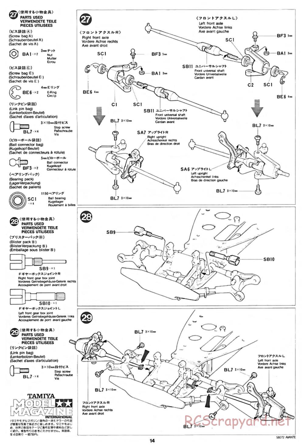 Tamiya - Avante - 58072 - Manual - Page 14