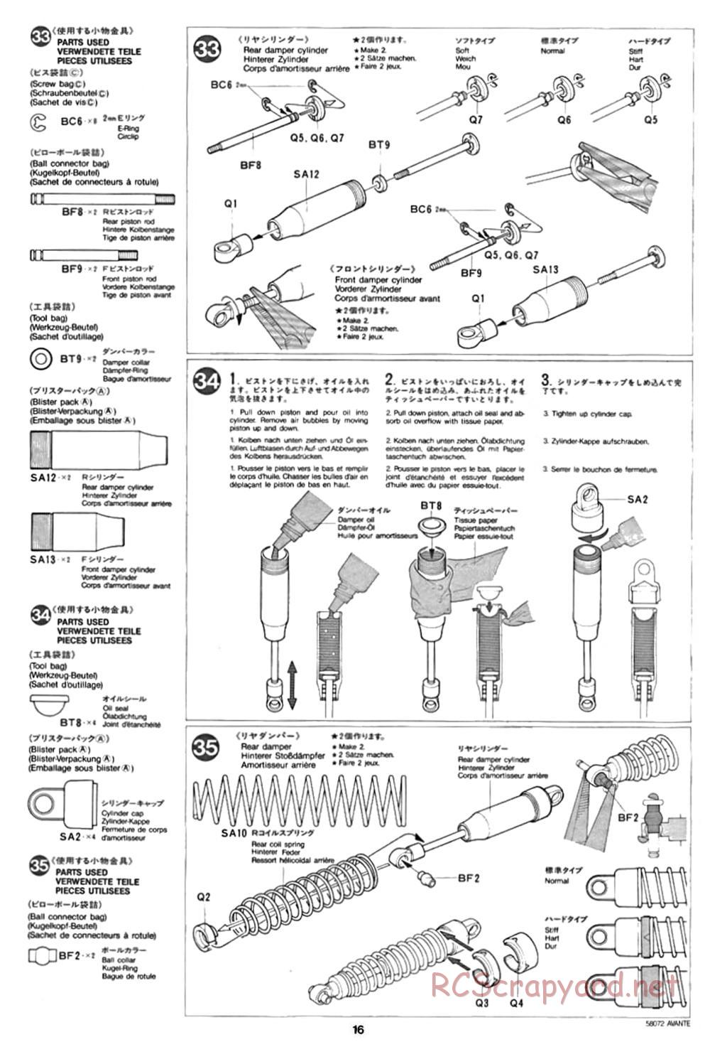 Tamiya - Avante - 58072 - Manual - Page 16