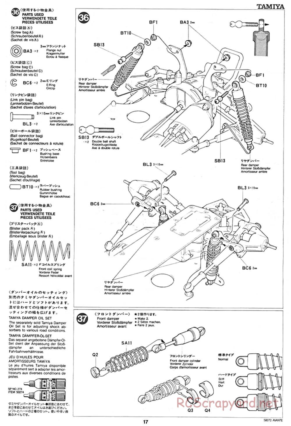 Tamiya - Avante - 58072 - Manual - Page 17