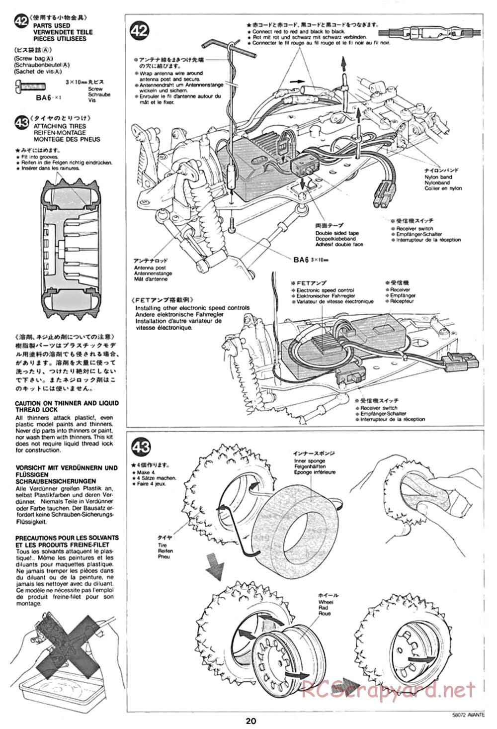 Tamiya - Avante - 58072 - Manual - Page 20