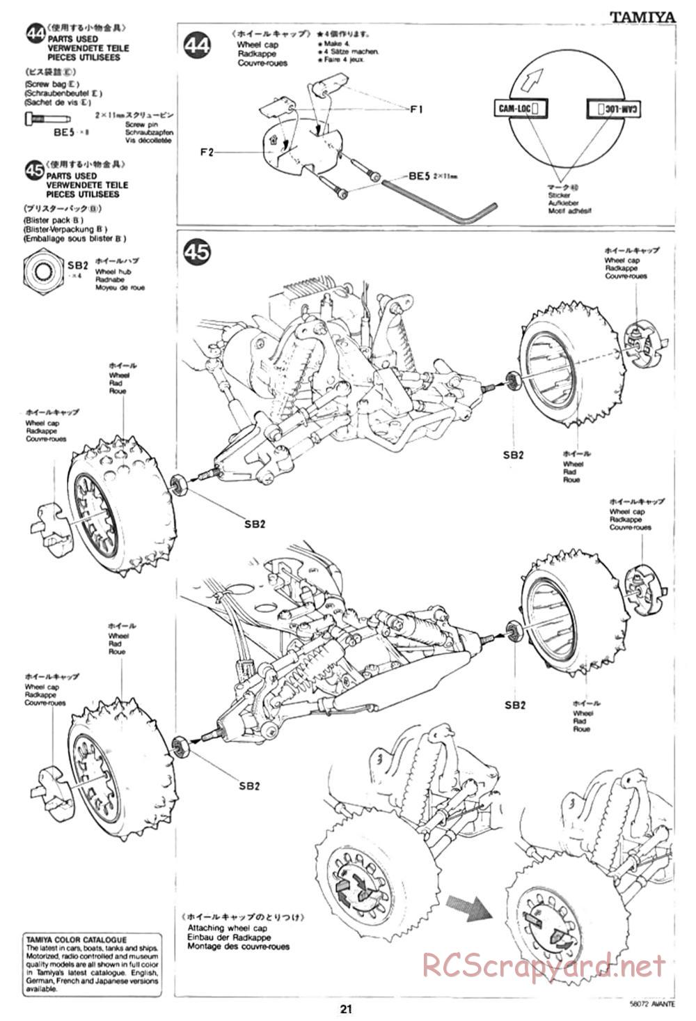 Tamiya - Avante - 58072 - Manual - Page 21