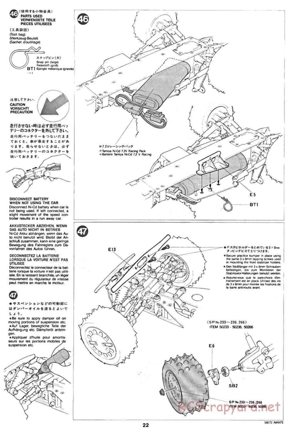 Tamiya - Avante - 58072 - Manual - Page 22
