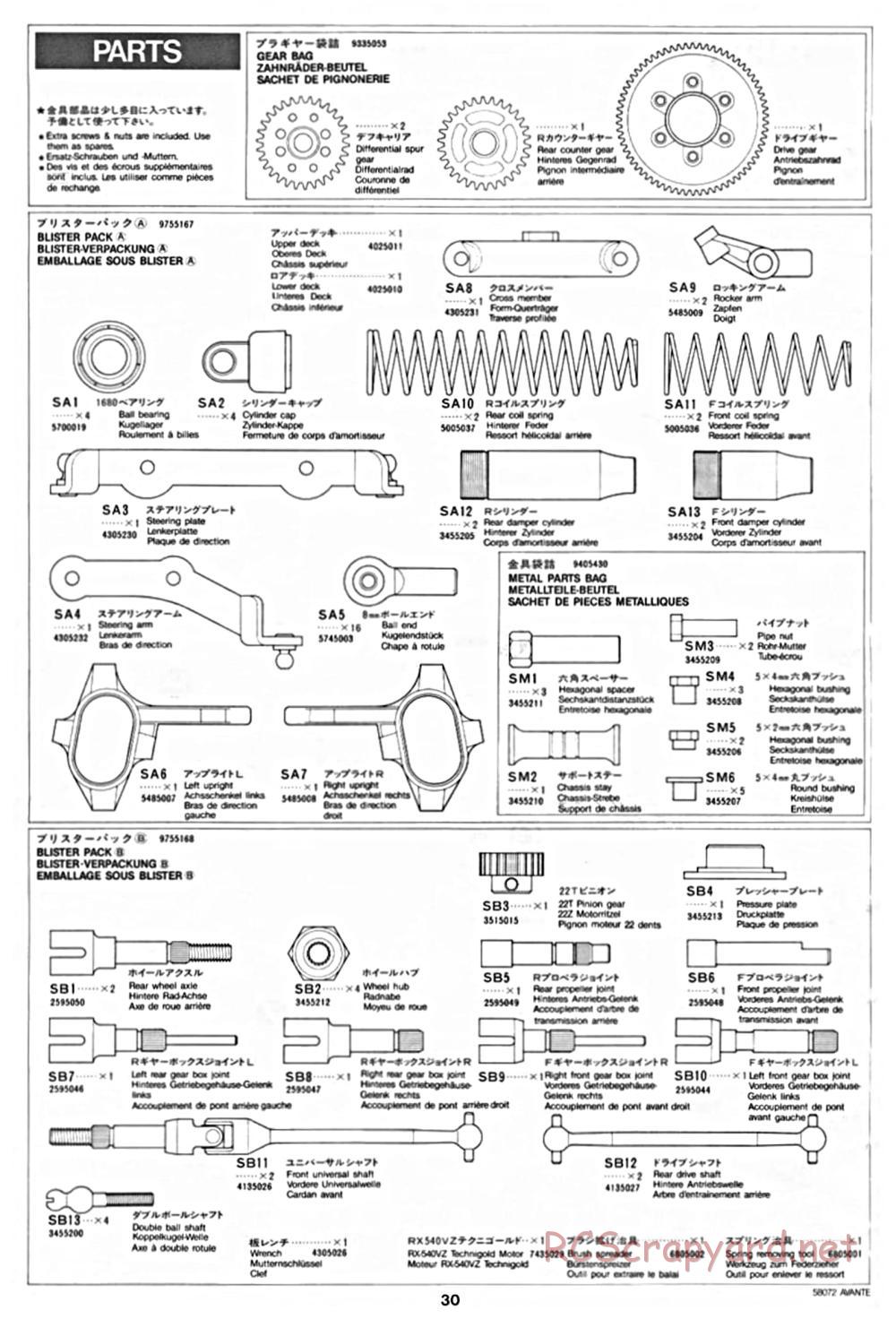 Tamiya - Avante - 58072 - Manual - Page 30