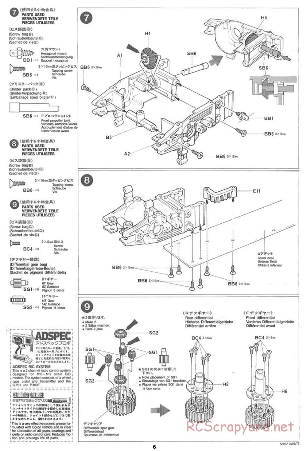 Tamiya - Avante - 58072 - Manual - Page 6