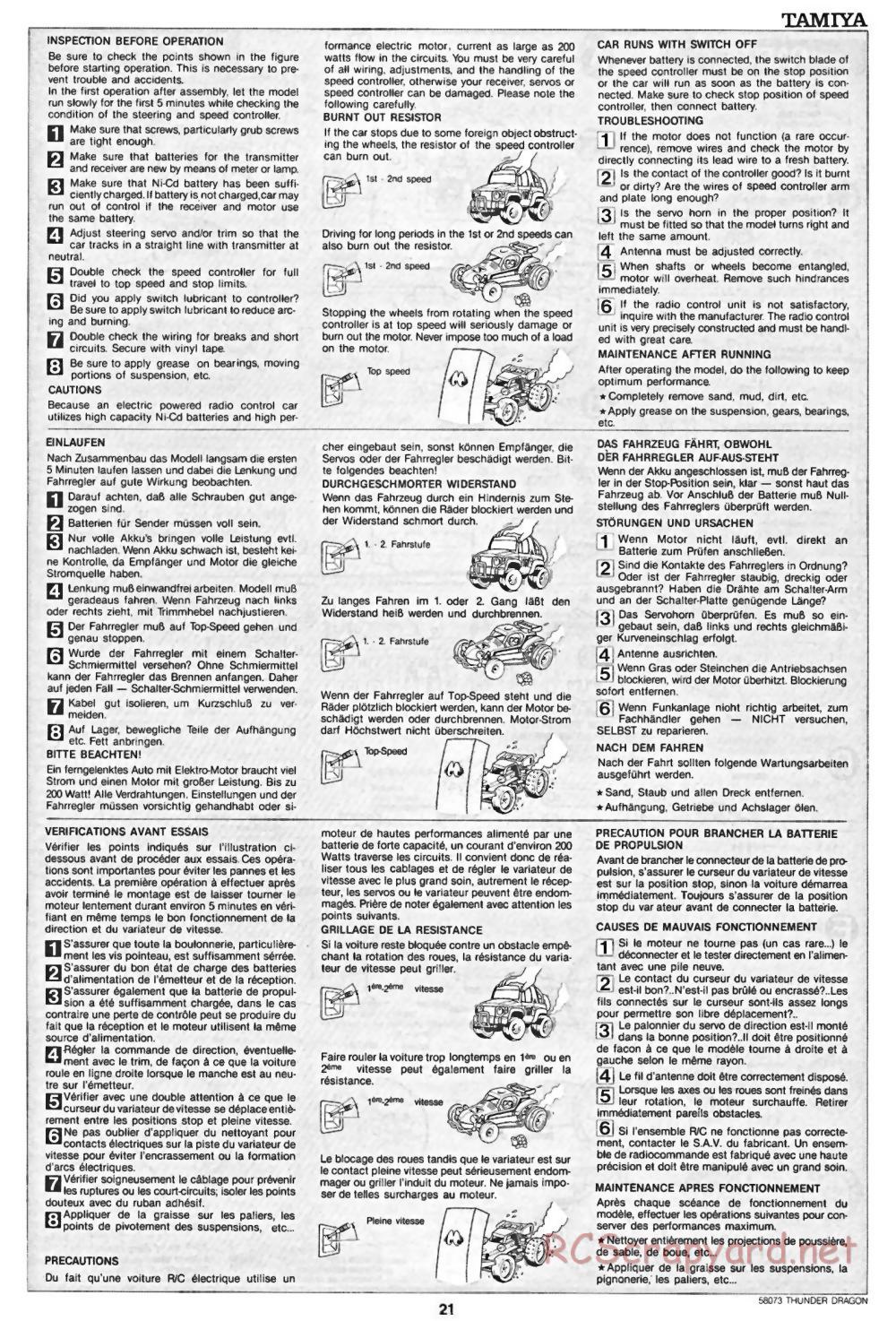 Tamiya - Thunder Dragon - 58073 - Manual - Page 21