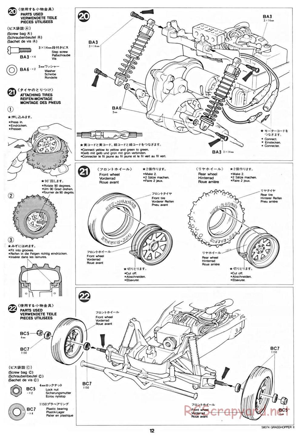 Tamiya - The Grasshopper II - 58074 - Manual - Page 12