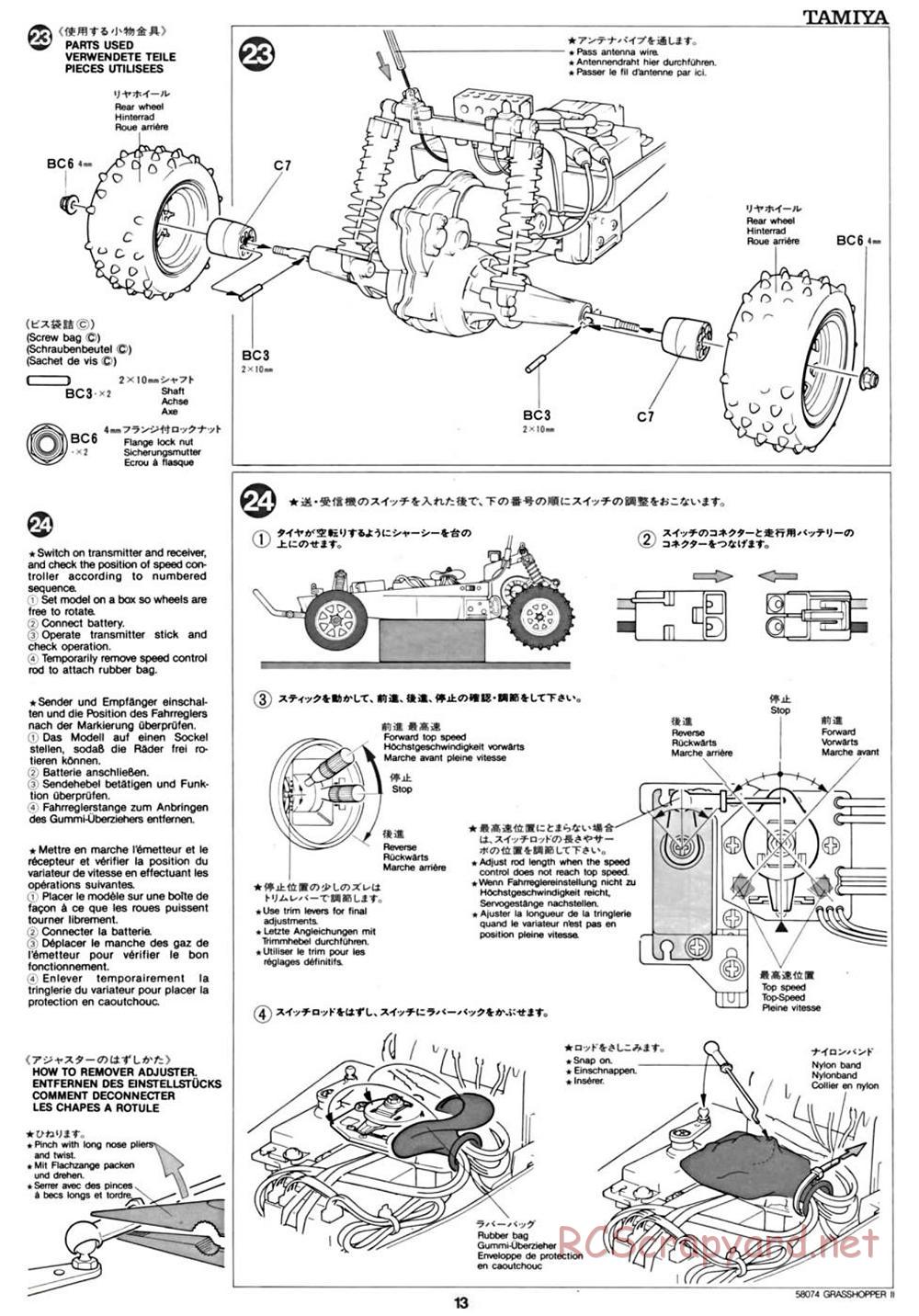 Tamiya - The Grasshopper II - 58074 - Manual - Page 13