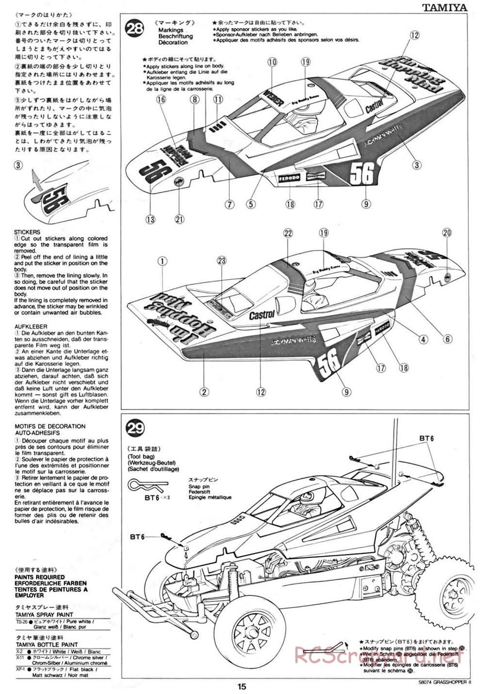 Tamiya - The Grasshopper II - 58074 - Manual - Page 15