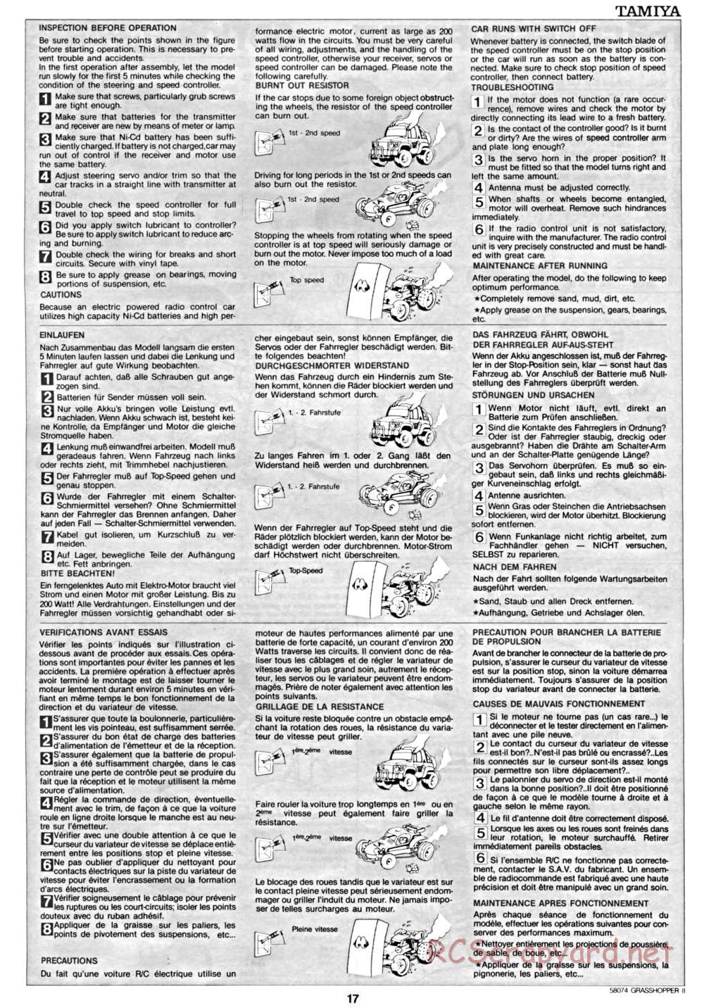 Tamiya - The Grasshopper II - 58074 - Manual - Page 17