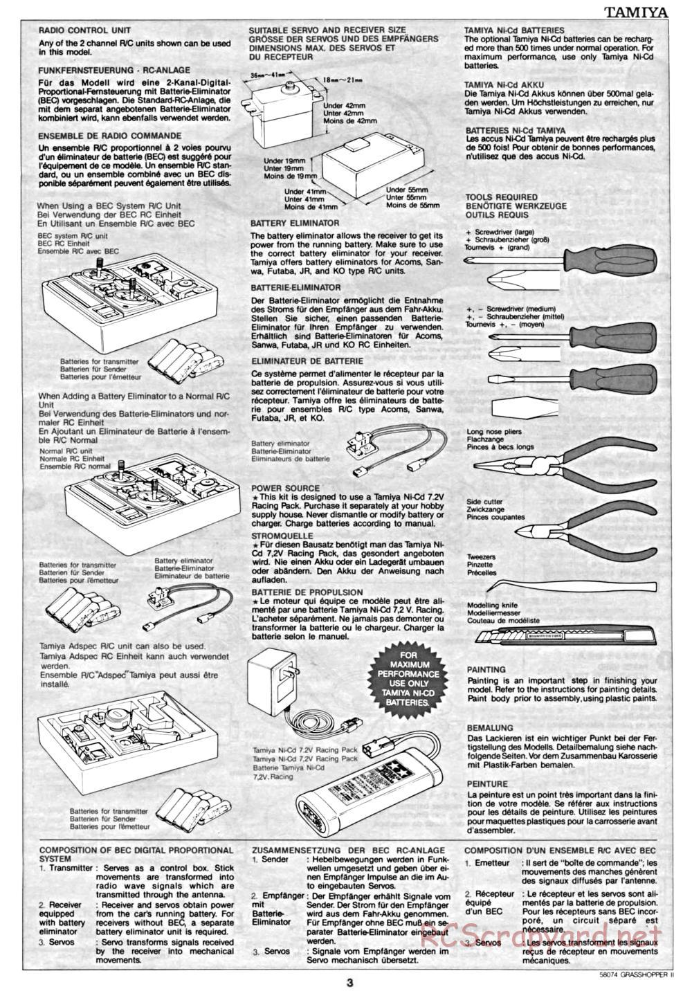 Tamiya - The Grasshopper II - 58074 - Manual - Page 3