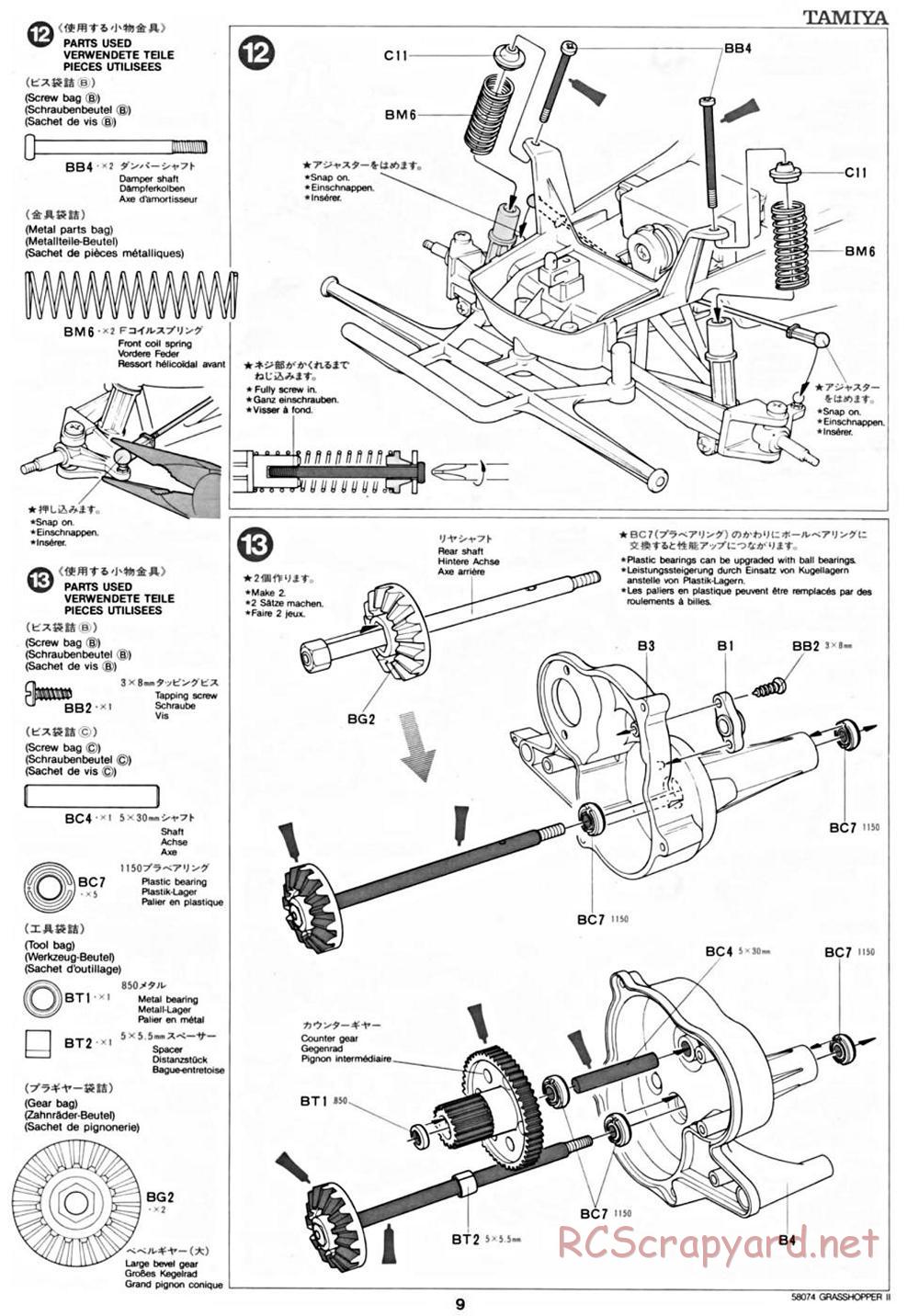 Tamiya - The Grasshopper II - 58074 - Manual - Page 9