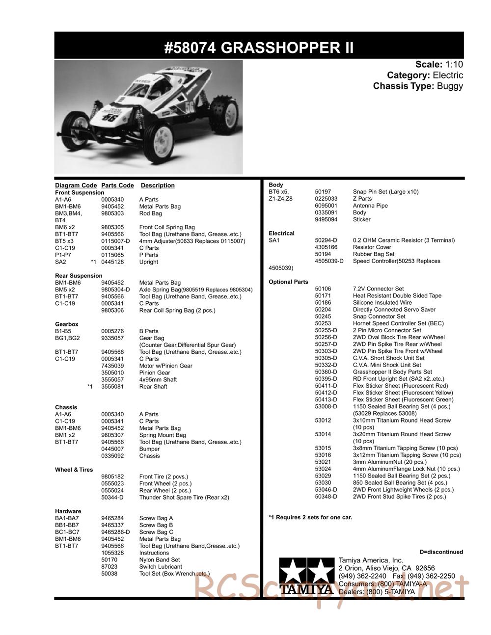 Tamiya - The Grasshopper II - 58074 - Parts List - Page 2