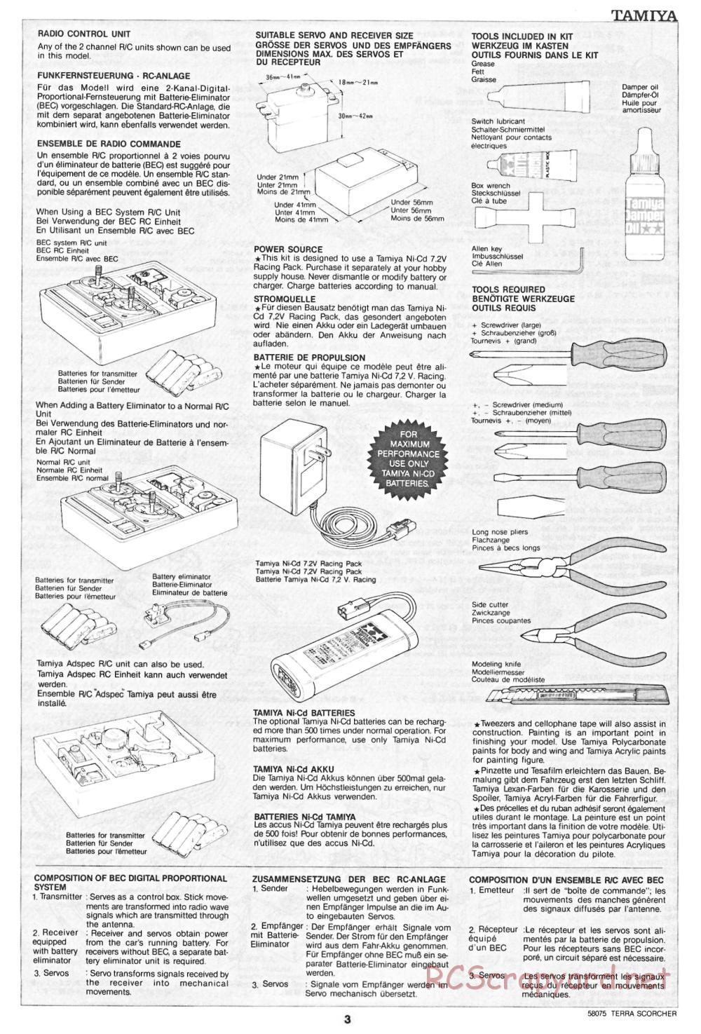 Tamiya - Terra Scorcher - 58075 - Manual - Page 3