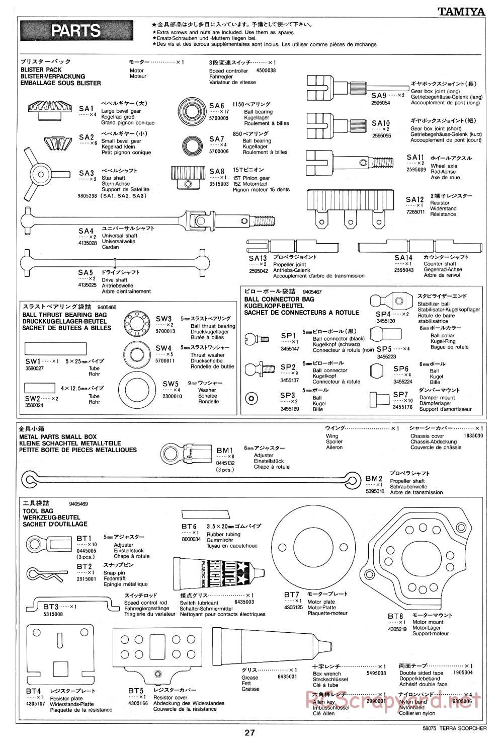 Tamiya - Terra Scorcher - 58075 - Manual - Page 27