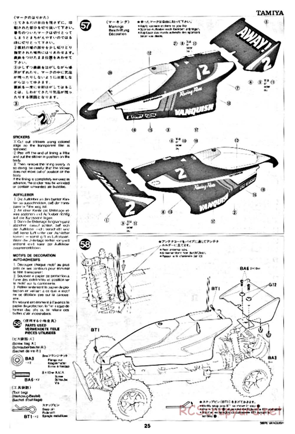 Tamiya - Vanquish - 58076 - Manual - Page 25