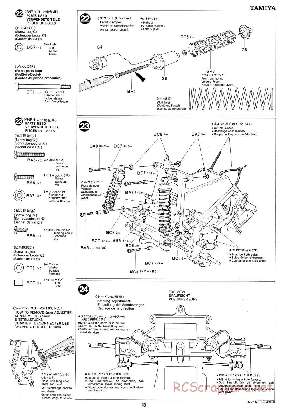 Tamiya - Mud Blaster - 58077 - Manual - Page 13