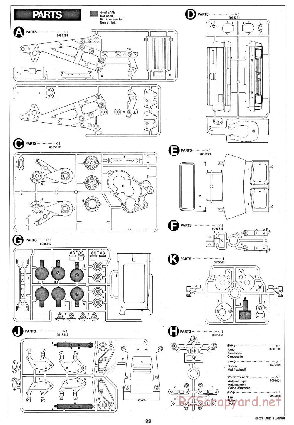 Tamiya - Mud Blaster - 58077 - Manual - Page 22